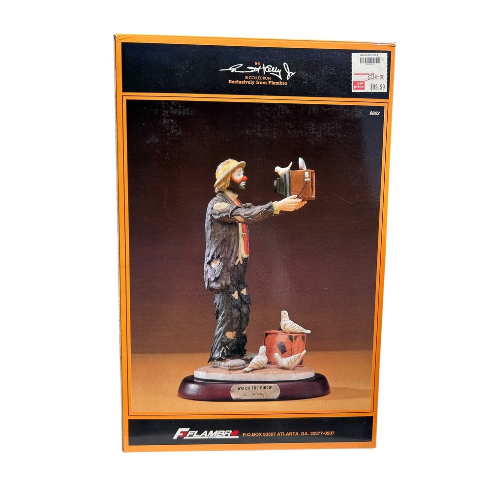 Emmett Kelly Jr Figurine Watch the Birdie Flambro Clown Photographer Multi OS